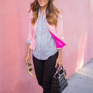 Nordstrom 1.STATE Pink Textured Peplum Jacket with Bright Pink Lining